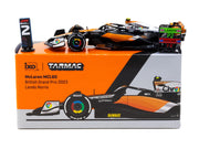 McLaren MCL60 #4 Lando Norris 2nd Place Formula One F1 "British GP" (2023) with Pitboards "Global64" Series 1/64 Diecast Model Car by Tarmac Works image 4