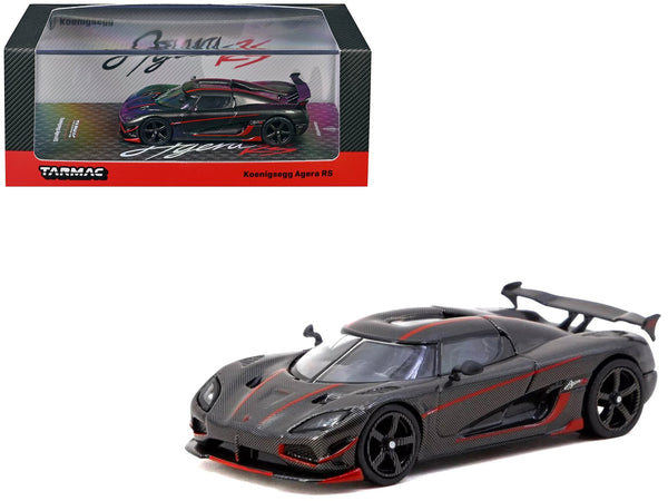 Koenigsegg Agera RS Black Carbon with Red Accents "Global64" Series 1/64 Diecast Model Car by Tarmac Works