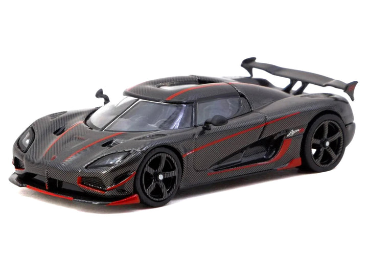 Koenigsegg Agera RS Black Carbon with Red Accents "Global64" Series 1/64 Diecast Model Car by Tarmac Works image 2