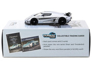 Koenigsegg Regera Silver Metallic with Blue Accents and Collectible Tarmac Cards "Global64" Series 1/64 Diecast Model Car by Tarmac Works image 3
