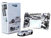 Koenigsegg Regera Silver Metallic with Blue Accents and Collectible Tarmac Cards "Global64" Series 1/64 Diecast Model Car by Tarmac Works image 5
