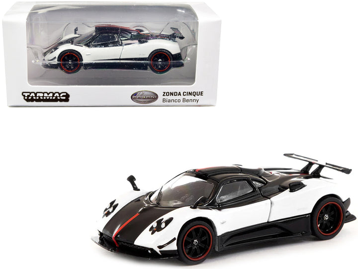 Pagani Zonda Cinque Bianco Benny White and Black "Global64" Series 1/64 Diecast Model Car by Tarmac Works image 2