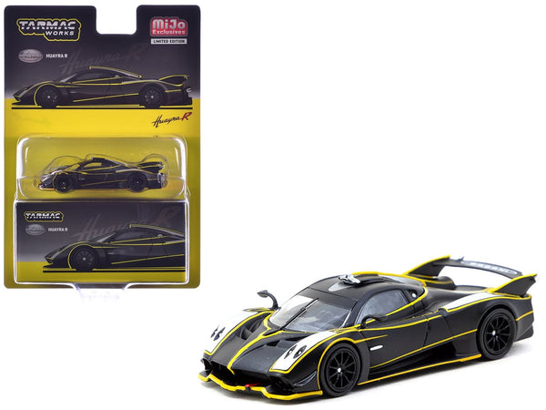 Tarmac Works Pagani Huayra R matte black silver yellow 1:64 T64G-TL035-MBS, product image 1