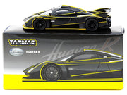 Pagani Huayra R Matt Black with Silver Accents and Yellow Stripes "Global64" Series 1/64 Diecast Model by Tarmac Works image 3