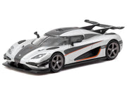Koenigsegg One:1 Silver Metallic with Black Stripes "Global64" Series 1/64 Diecast Model Car by Tarmac Works image 2