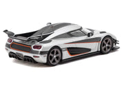 Koenigsegg One:1 Silver Metallic with Black Stripes "Global64" Series 1/64 Diecast Model Car by Tarmac Works image 3