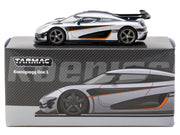 Koenigsegg One:1 Silver Metallic with Black Stripes "Global64" Series 1/64 Diecast Model Car by Tarmac Works image 4