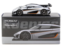 Koenigsegg One:1 Silver Metallic with Black Stripes "Global64" Series 1/64 Diecast Model Car by Tarmac Works image 4