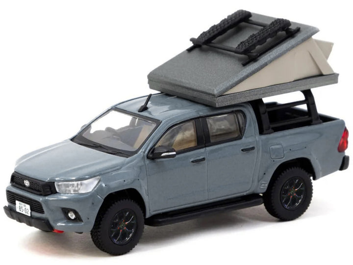 Toyota Hilux Pickup Truck RHD (Right Hand Drive) Gray with Camping Equipment "Road64" Series 1/64 Diecast Model Car by Tarmac Works image 2