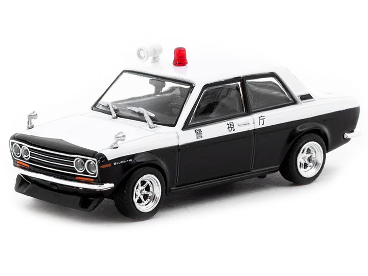 Datsun 510 "Japanese Police" Black and White "Road64" Series 1/64 Diecast Model Car by Tarmac Works image 2