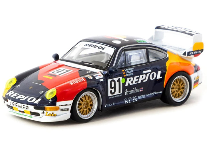 Porsche 911 GT2 #91 Tomas Saldana - Miguel Angel de Castro - Prince Alfonso de Orleans-Borbon "Kremer Racing - Repsol" "24 Hours of Le Mans" (1995) "Collab64" Series 1/64 Diecast Model Car by Schuco & Tarmac Works image 2