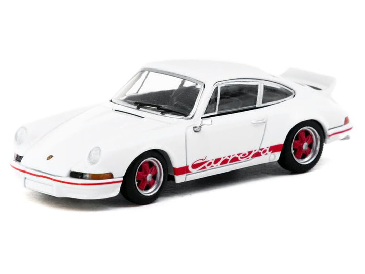 Porsche 911 Carrera RS 2.7 Lightweight White with Red Stripes "Collab64" Series 1/64 Diecast Model Car by Schuco & Tarmac Works image 2