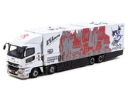 Mitsubishi Fuso Super Great Truck with Transporter "EVA Racing" White with Graphics "Truck64" Series 1/64 Diecast Model Car by Tarmac Works image 2