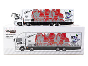 Mitsubishi Fuso Super Great Truck with Transporter "EVA Racing" White with Graphics "Truck64" Series 1/64 Diecast Model Car by Tarmac Works image 4