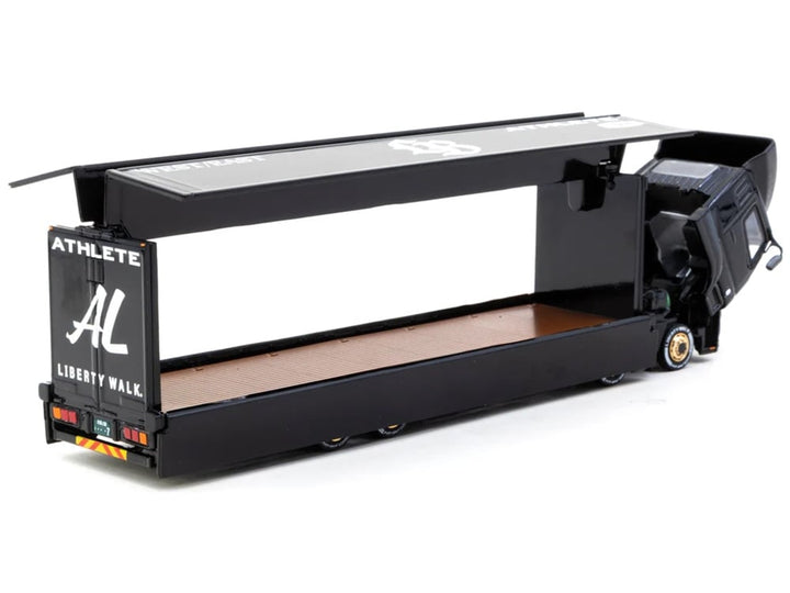 Mitsubishi Fuso Super Great Truck RHD (Right Hand Drive) with Transporter "Liberty Walk" Black "Truck64" Series 1/64 Diecast Model Car by Tarmac Works image 2