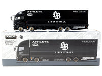 Mitsubishi Fuso Super Great Truck RHD (Right Hand Drive) with Transporter "Liberty Walk" Black "Truck64" Series 1/64 Diecast Model Car by Tarmac Works image 3
