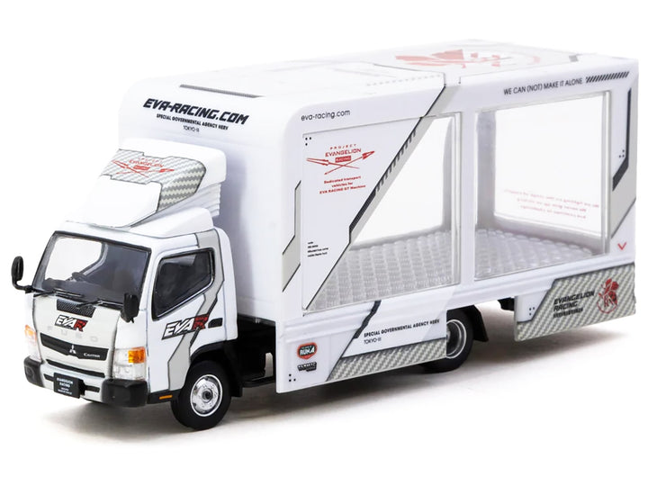 Mitsubishi Fuso Canter Mobile Display Truck RHD (Right Hand Drive) "EVA Racing" White with Graphics "Truck64" Series 1/64 Diecast Model Car by Tarmac Works image 2
