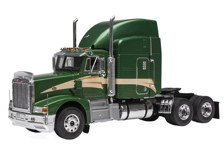 1998 Peterbilt 377 A/E Truck Tractor Green Metallic with Beige Stripes 1/43 Diecast Model by IXO Models image 2