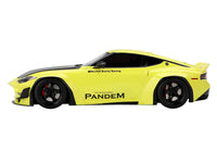 Nissan Z (RZ34) "Pandem" Ikazuchi Yellow with Matt Black Hood 1/18 Model Car by Top Speed