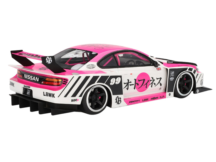 Nissan "LB-Super Silhouette" S15 SILVIA RHD (Right Hand Drive) #99 "Auto Finesse - SEMA 2023" White and Pink 1/18 Model Car by Top Speed image 2