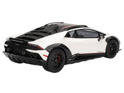 Lamborghini Huracan Sterrato Bianco Asopo White with Matt Black Top and Red Stripes 1/18 Model Car by Top Speed image 5