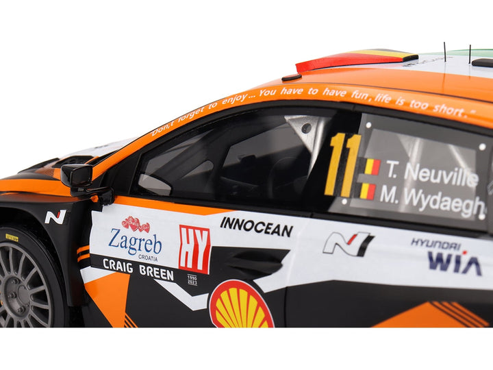 Hyundai i20 N Rally1 Hybrid #11 Thierry Neuville - Martijn Wydaeghe "Hyundai Shell Mobis WRT" Winner "Rally Croatia Power Stage" (2023) 1/18 Model Car by Top Speed image 2