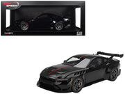 Ford Mustang GTD Shadow Black with Red Stripe 1/18 Model Car by Top Speed