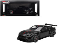 Ford Mustang GTD Shadow Black with Red Stripe 1/18 Model Car by Top Speed