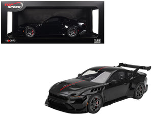 Ford Mustang GTD Shadow Black with Red Stripe 1/18 Model Car by Top Speed