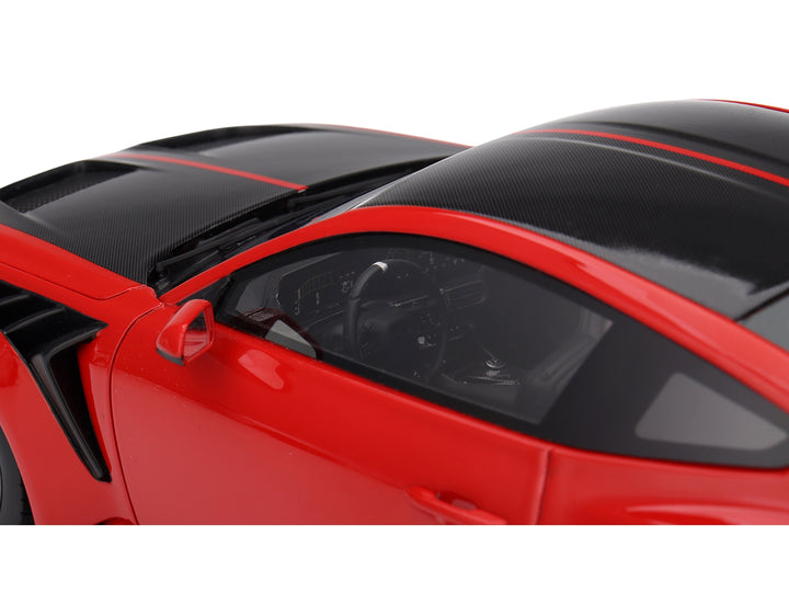 Ford Mustang GTD Race Red and Carbon Fiber with Red Stripe 1/18 Model Car by Top Speed image 2