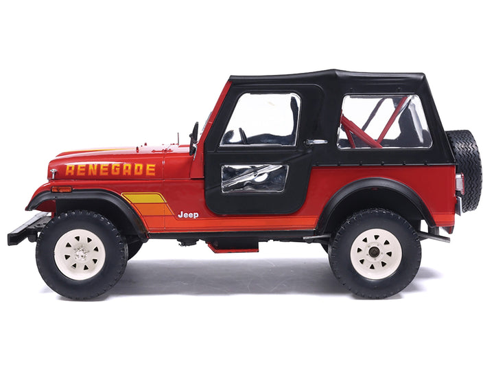1983 Jeep Renegade Red with Stripes and Black Top 1/24 Diecast Model by IXO Models image 2
