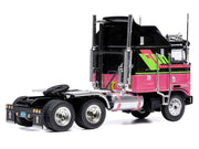 1976 Kenworth K100 Aerodyne Truck Tractor Black and Pink with Graphics 1/64 Diecast Model by IXO Models image 2