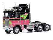 1976 Kenworth K100 Aerodyne Truck Tractor Black and Pink with Graphics 1/64 Diecast Model by IXO Models image 3