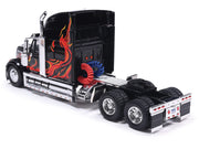 2010 International Lonestar Truck Tractor Black with Flame Graphics 1/64 Diecast Model by IXO Models image 3