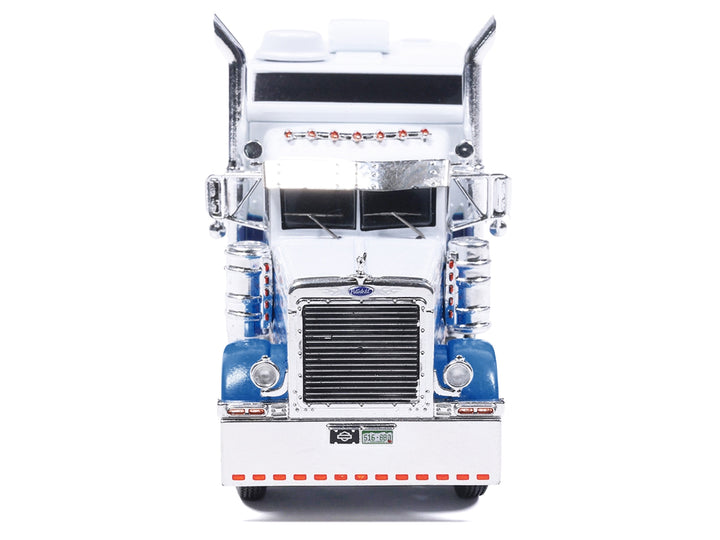 2002 Peterbilt 379 Truck Tractor White and Blue with Graphics 1/64 Diecast Model by IXO Models image 2