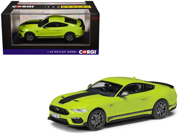 Ford Mustang Mk6 Mach 1 RHD (Right Hand Drive) Grabber Yellow with Black Stripes "Vanguards" Series 1/43 Diecast Model Car by Corgi image 2