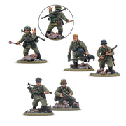 Warlord Games 402013103 German Veteran Infantry Platoon command and specialist figure build options shown assembled and painted.
