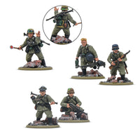 Warlord Games 402013103 German Veteran Infantry Platoon command and specialist figure build options shown assembled and painted.