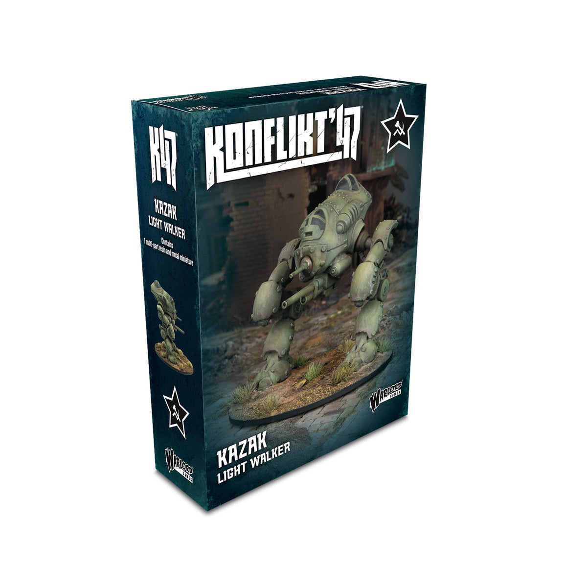 Warlord Games 452600801 Konflikt '47 Kazak Light Walker retail box; one resin and metal miniature kit.