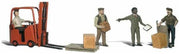 Woodland Scenics A2744 O scale Workers and Forklift, painted miniature set.