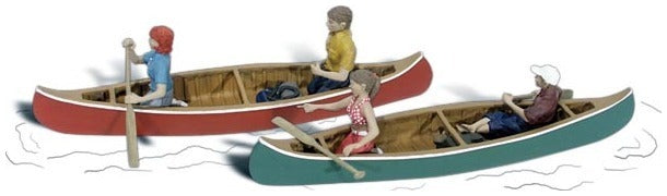 Woodland Scenics A2755 O scale Canoers, painted miniature set.