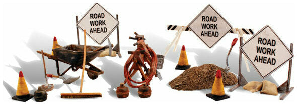 Woodland Scenics A2762 O scale Road Crew Details, painted miniature set.