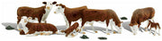 Woodland Scenics A2767 O scale Hereford Cows, painted miniature set.