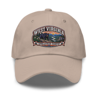 West Virginia embroidered dad hat in Stone