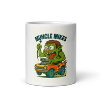 Front view of white 11 oz Monster Mugs 006 ceramic coffee mug
