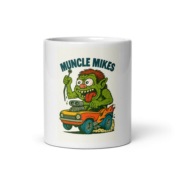 Front view of white 11 oz Monster Mugs 006 ceramic coffee mug