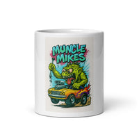 Front view of white 11 oz Monster Mugs 007 ceramic coffee mug