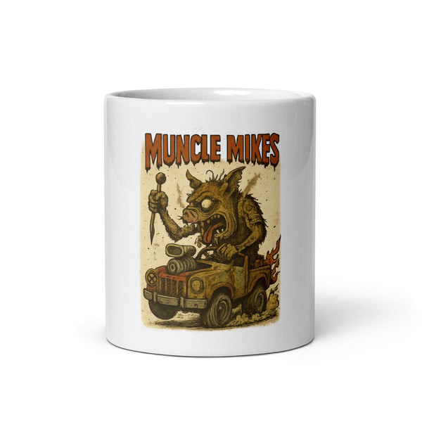 Front view of white 11 oz Monster Mugs 010 ceramic coffee mug