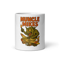 Front view of white 11 oz Monster Mugs 012 ceramic coffee mug