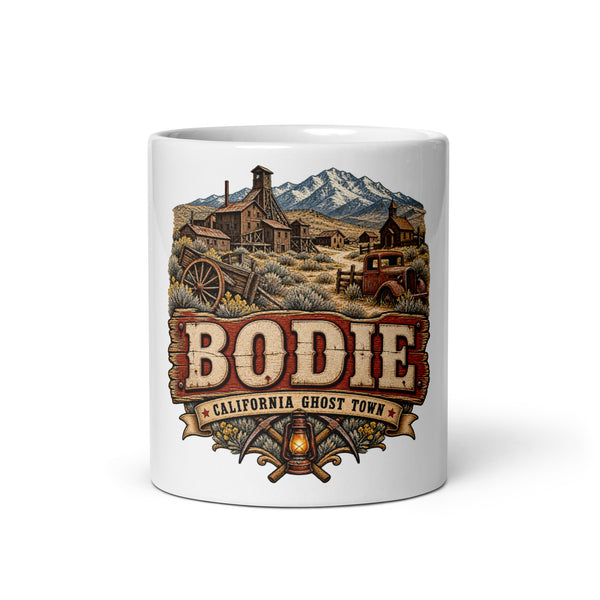 Bodie California ghost-town mug, 11 oz front-view product mockup